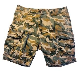 Levis Mens Camo Cargo Shorts Green Brown Woodland Camouflage Multi Pocket Sz. 40